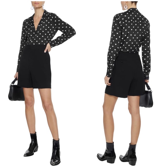 Equipment Heart Print Adalyn Black/White Button Down Shirt in Xs - Picture 3 of 14